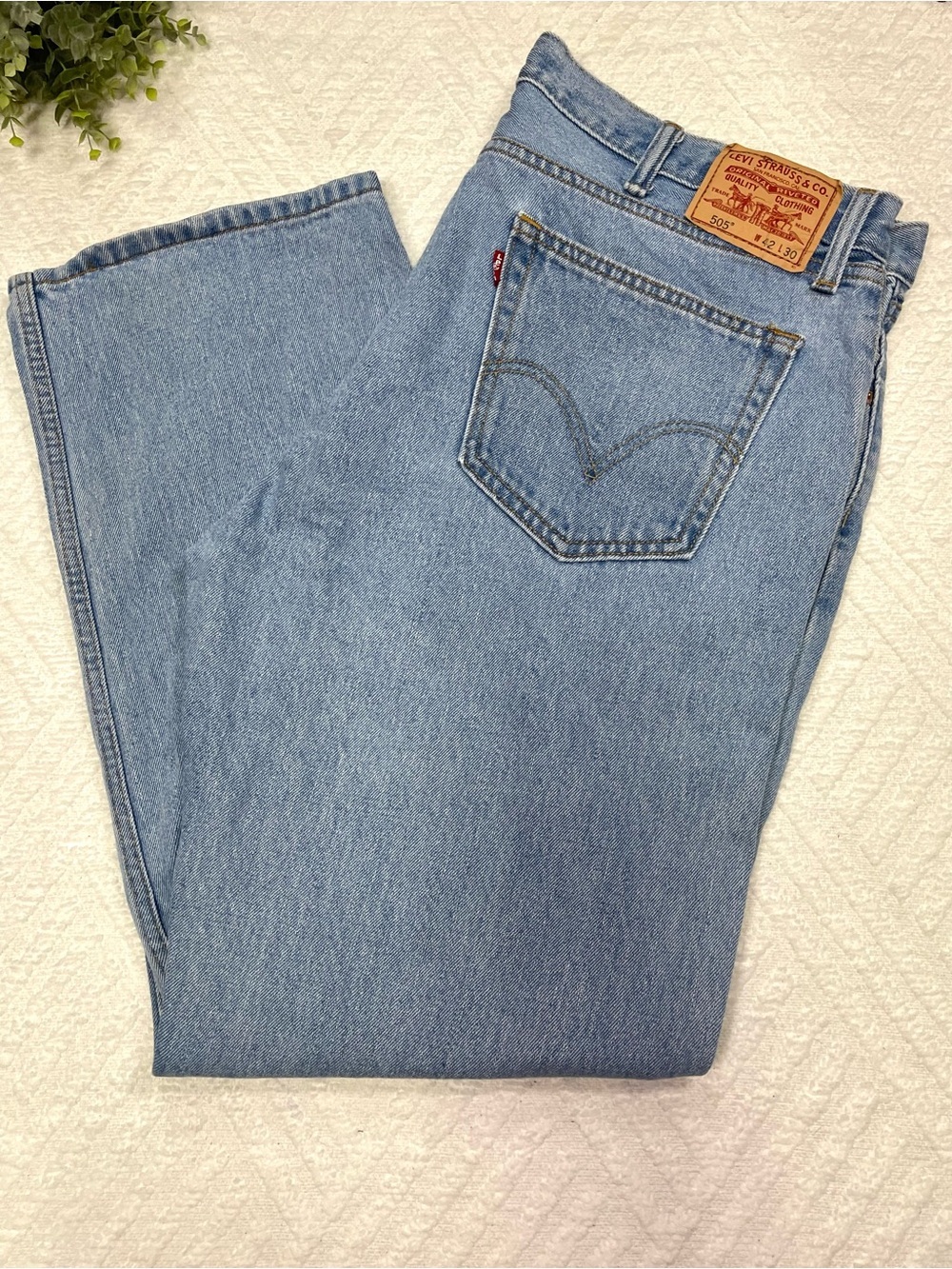 Levi's 505 Straight Fit Jeans Men's 42x30 Y2K Light Wash Cotton Denim